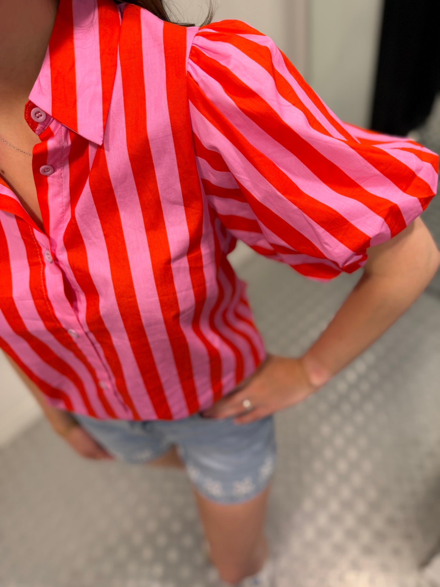 Summer shiny striped blouse