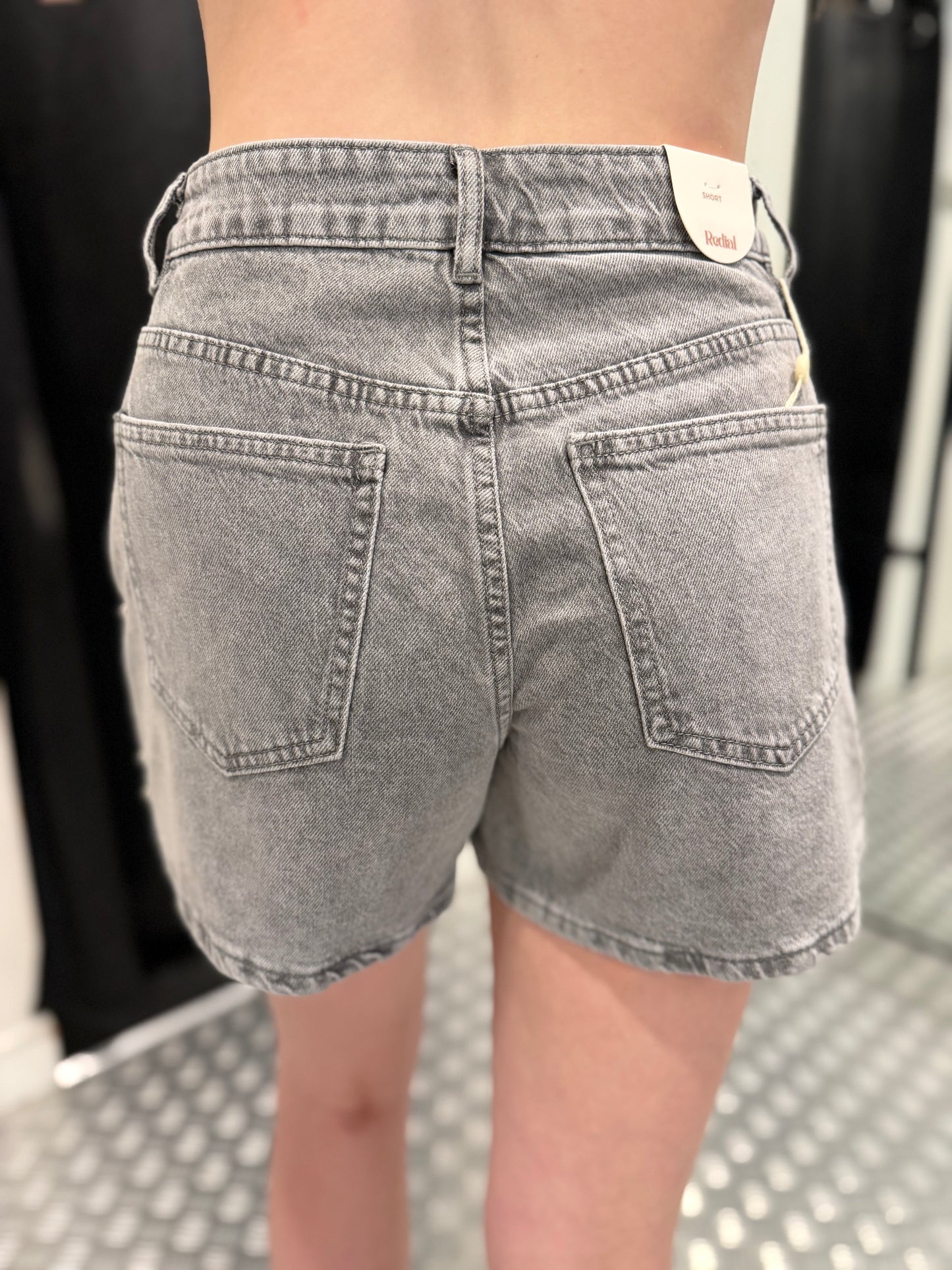Grey studs denim short