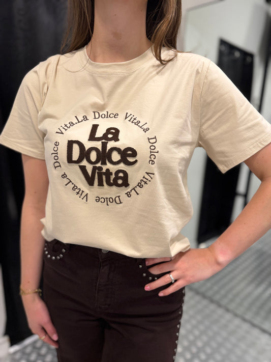 Beige La dolce vita tshirt