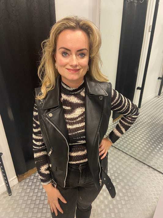 Black leatherlook gilet