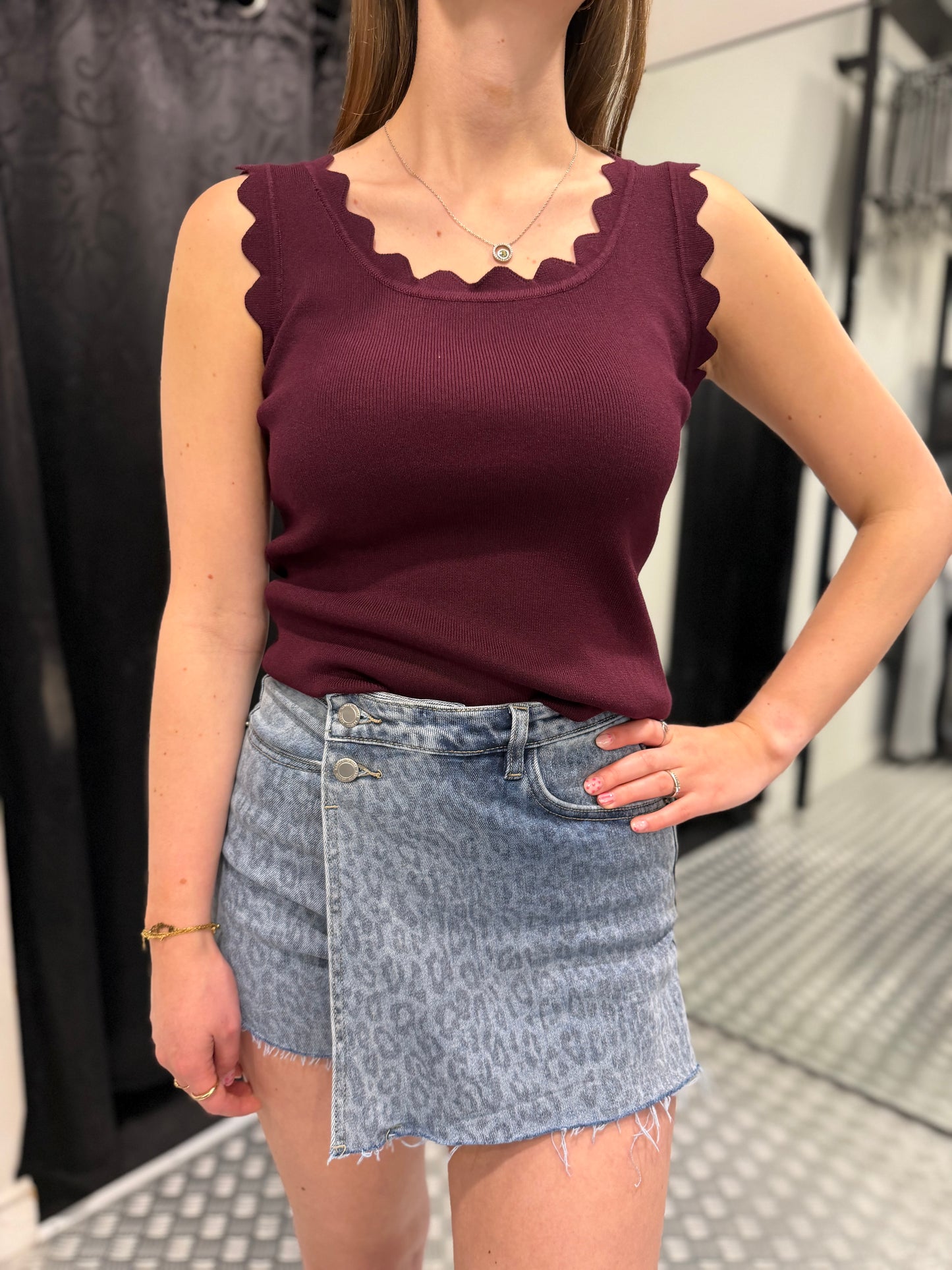Aubergine kartelrand top