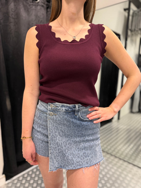 Aubergine kartelrand top
