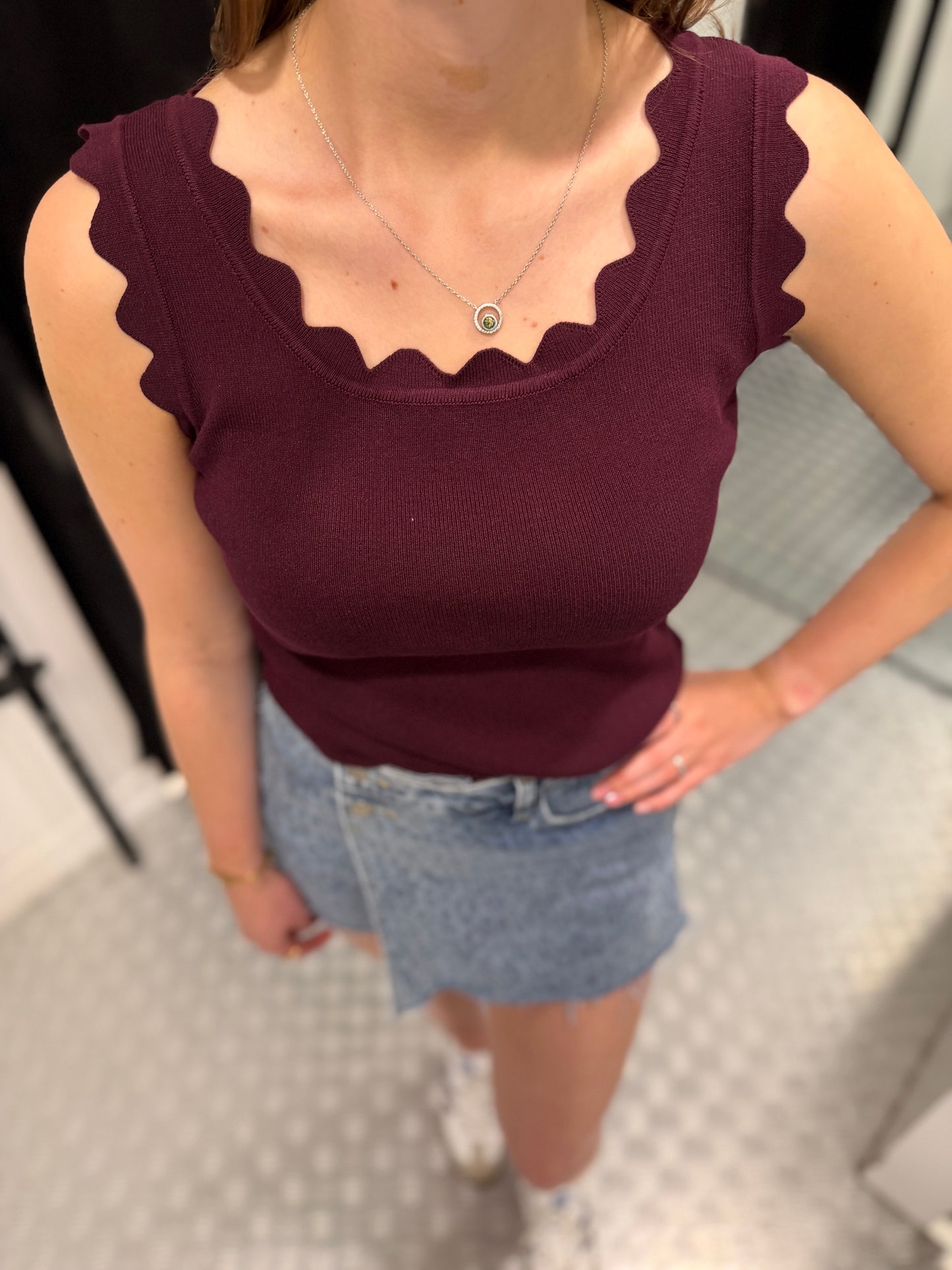 Aubergine kartelrand top