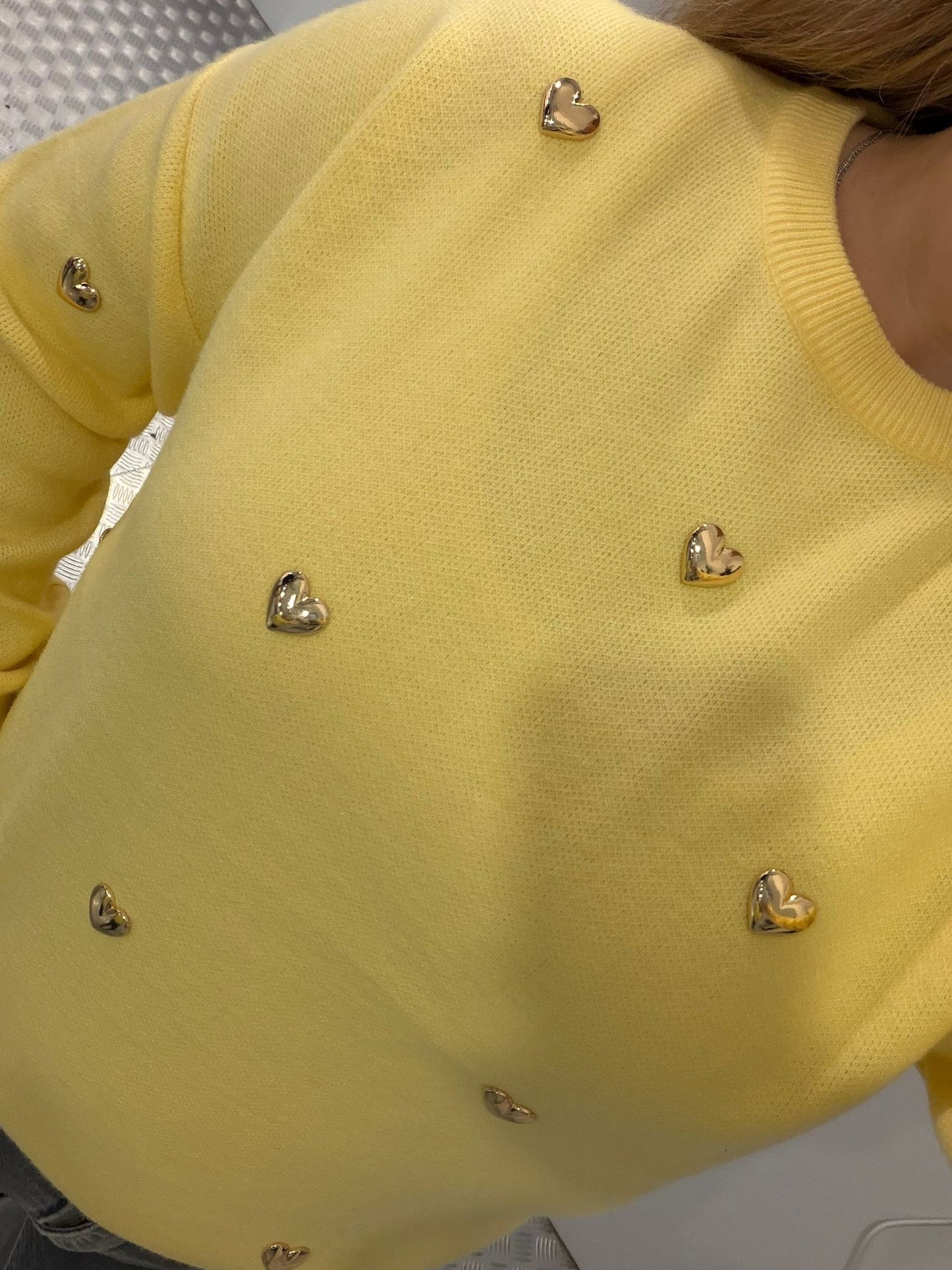 Yellow hearts sweater golden