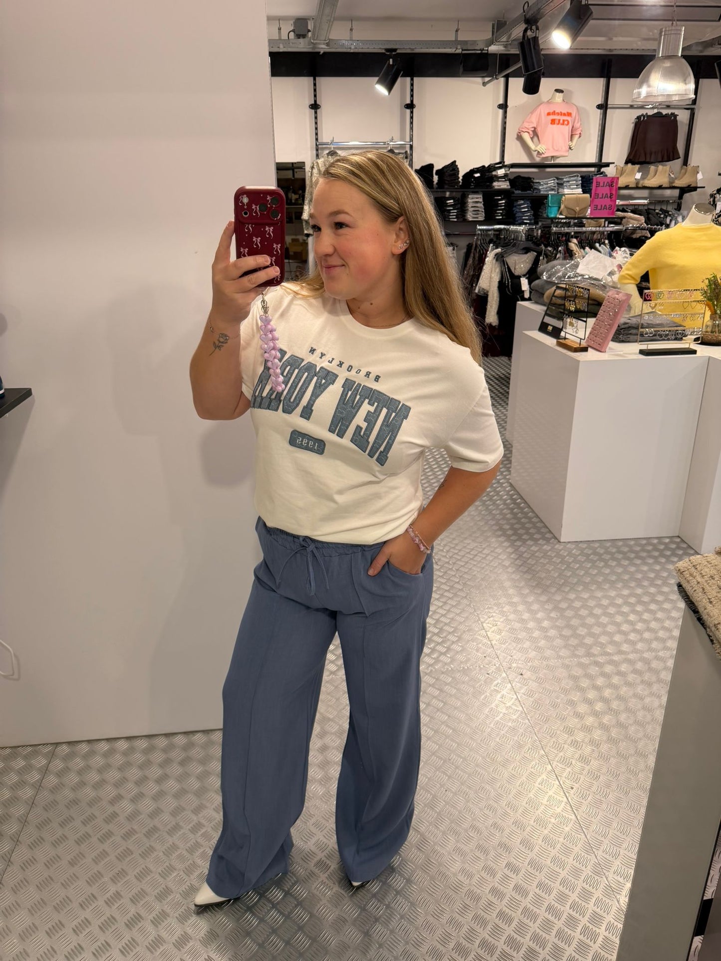 Jeansblauwe loose wide fit