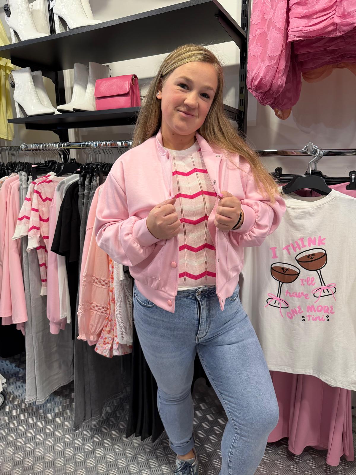 Roze cozy bomberjacket