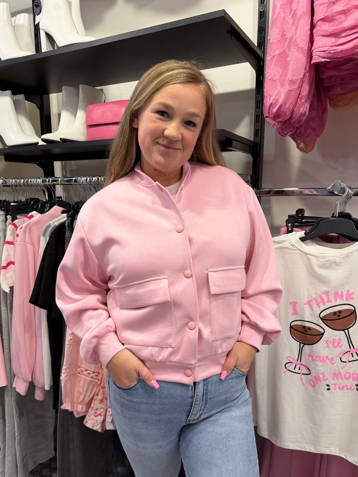 Roze cozy bomberjacket
