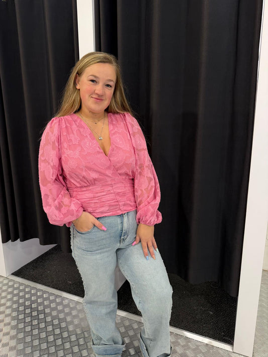 Roze cropped flower top