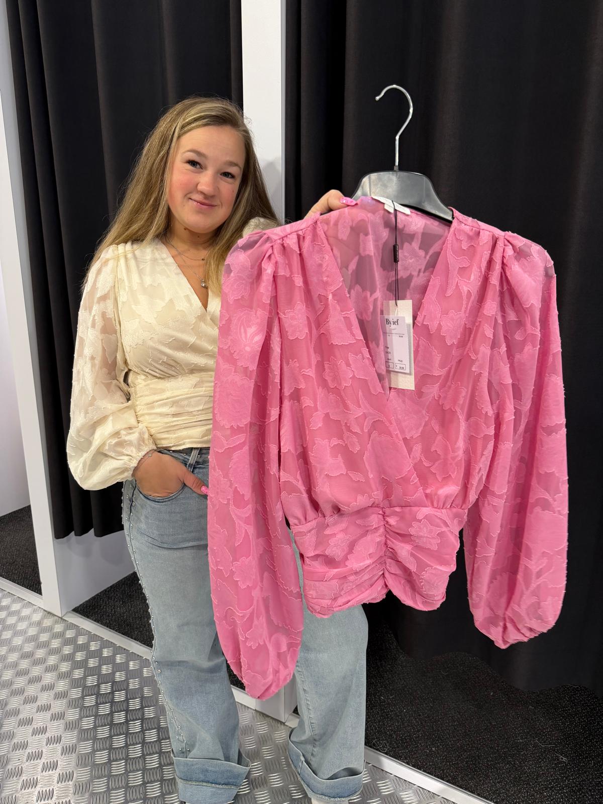 Creme cropped flower top