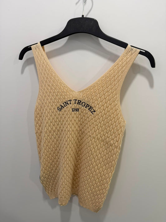 Beige crochet st tropez top