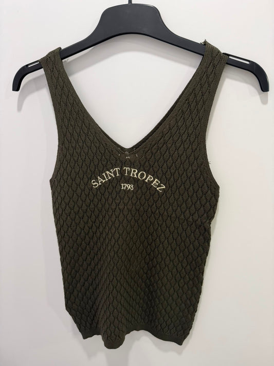 Legergroene crochet st tropez top