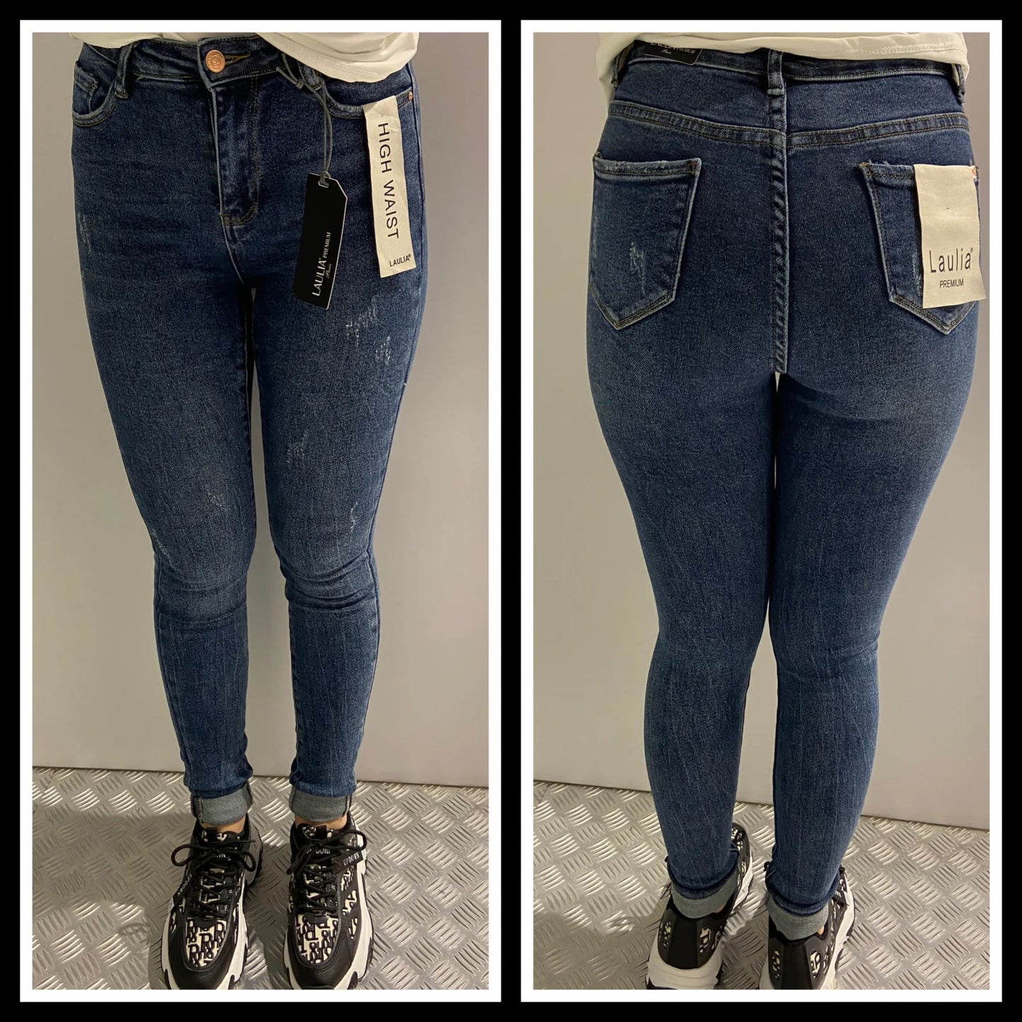 Donkerblauwe high skinny