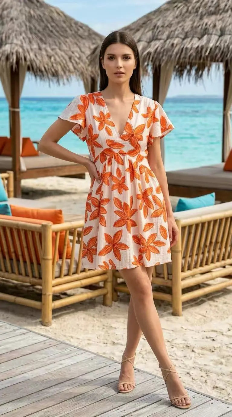 Oranje flower summer dress