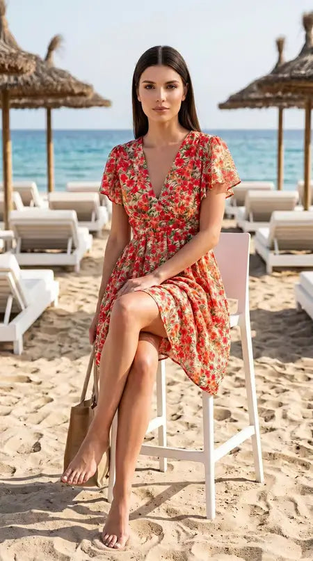 Red flower summerdress
